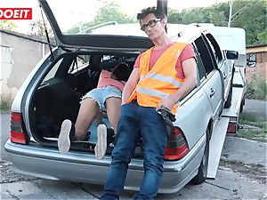 LETSDOEIT - teen pummels elderly fellow For Free Car Repair