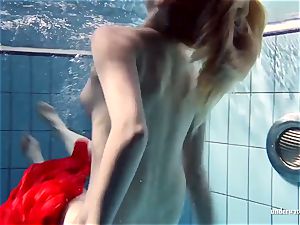 super-steamy blond Lucie French teen in the pool